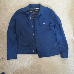 Huckberry Flint and Tinder Flannel Lined Waxed Trucker Jacket Dark Navy Large